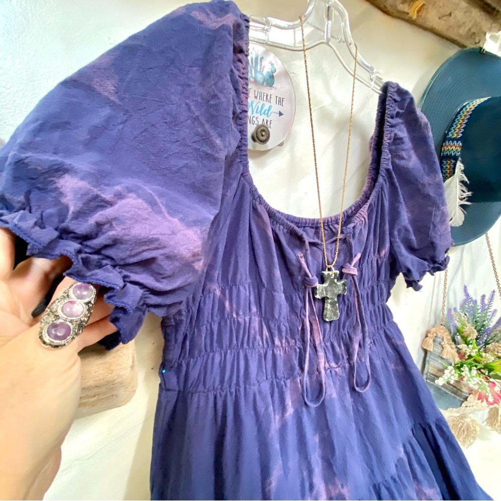 Artisan Aurora Tie Dye Purple Babydoll Dress - Picture 6 of 15
